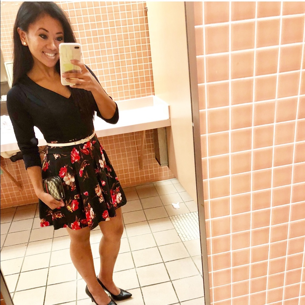 Black dress with floral print